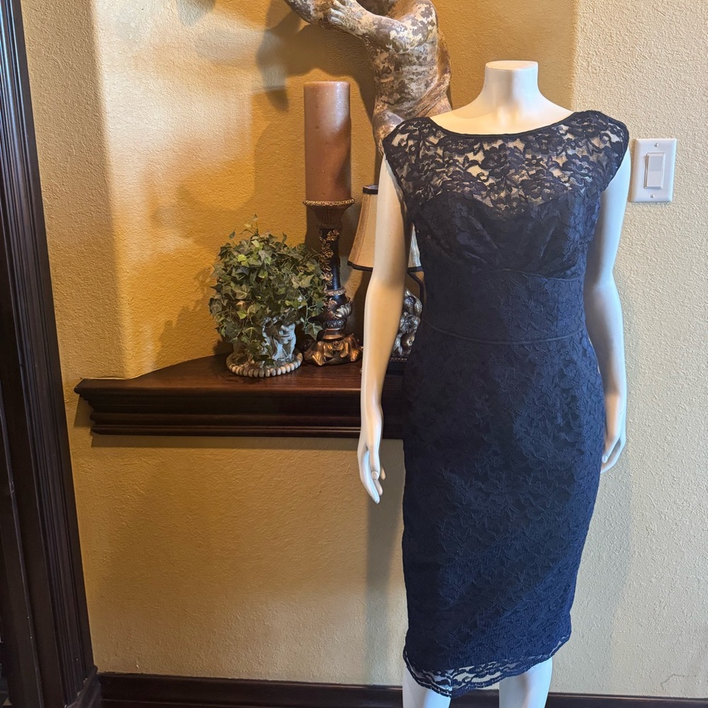 Elegant Navy Lace Dress